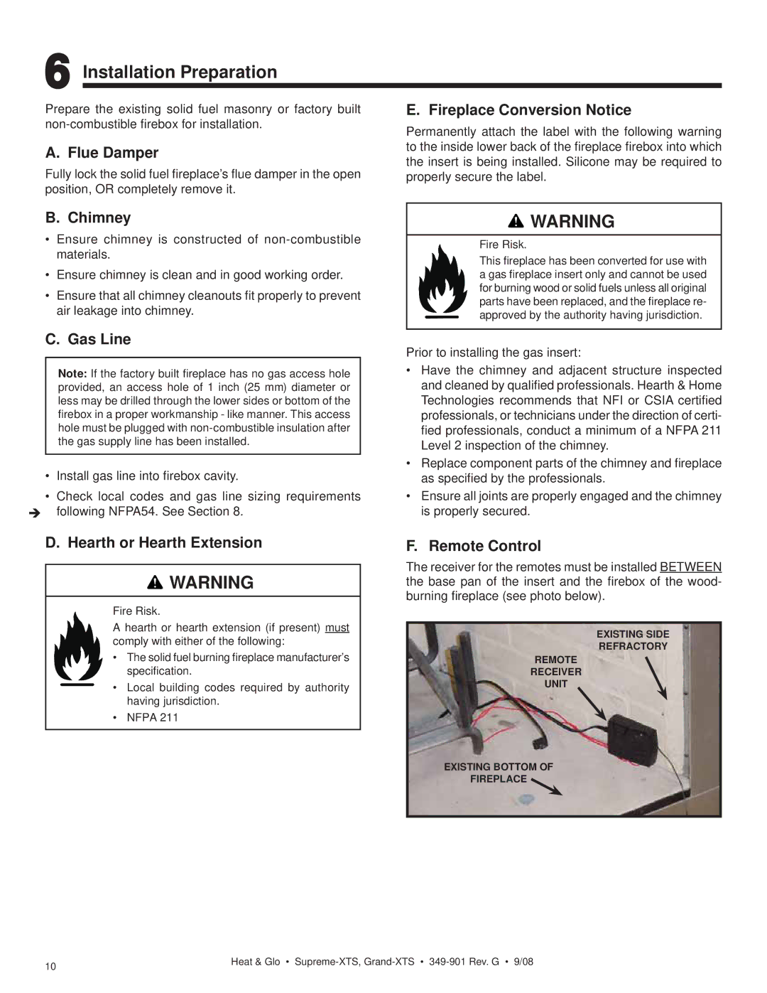 Hearth and Home Technologies Grand-XTS, Supreme-XTS owner manual Installation Preparation 