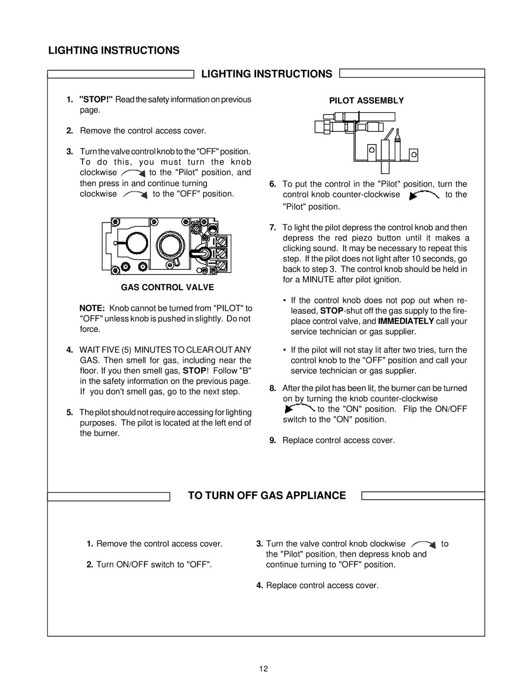 Hearth and Home Technologies GRL-700-AU manual Lighting Instructions, To Turn OFF GAS Appliance 