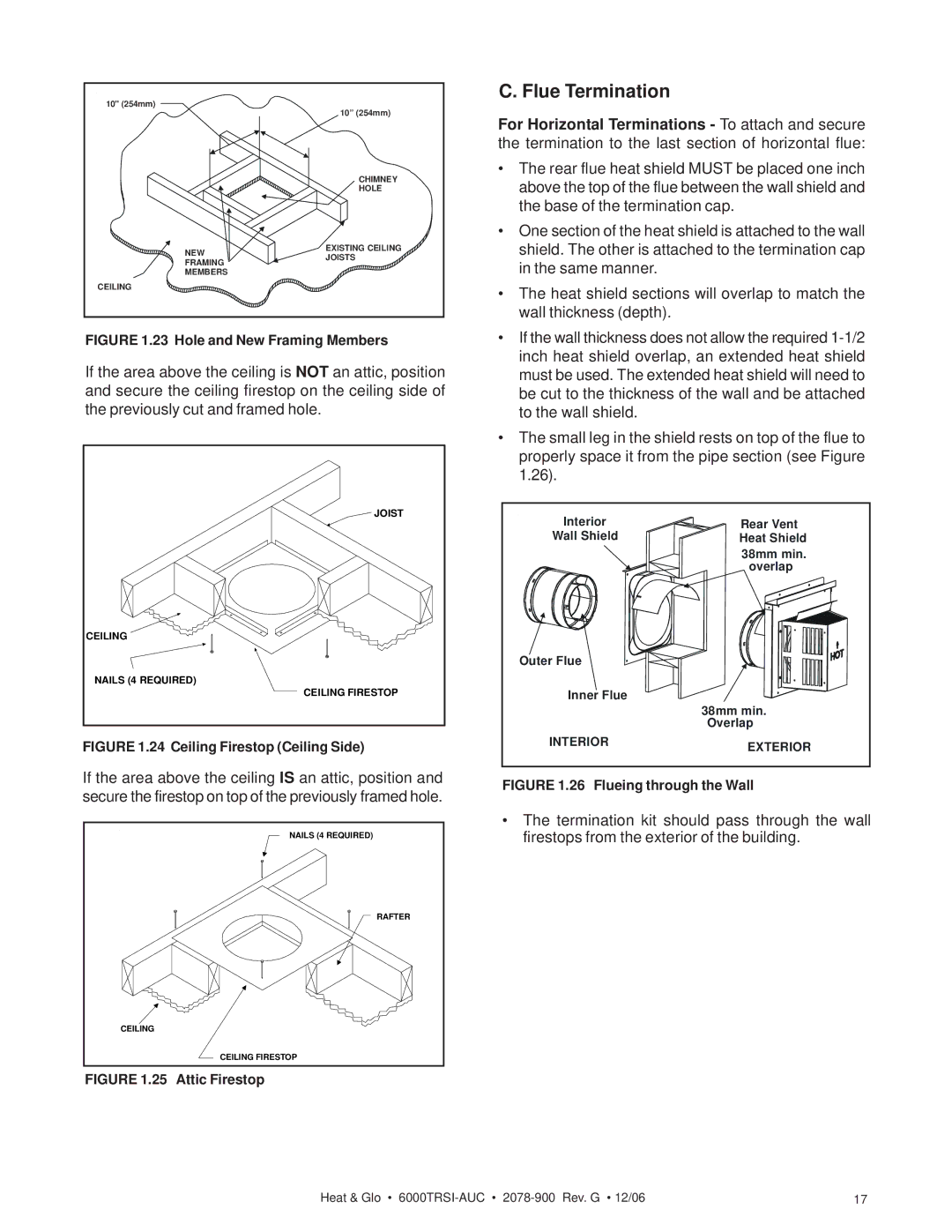 Hearth and Home Technologies 6000TRSI-AUC, Heat & Glo manual Flue Termination 