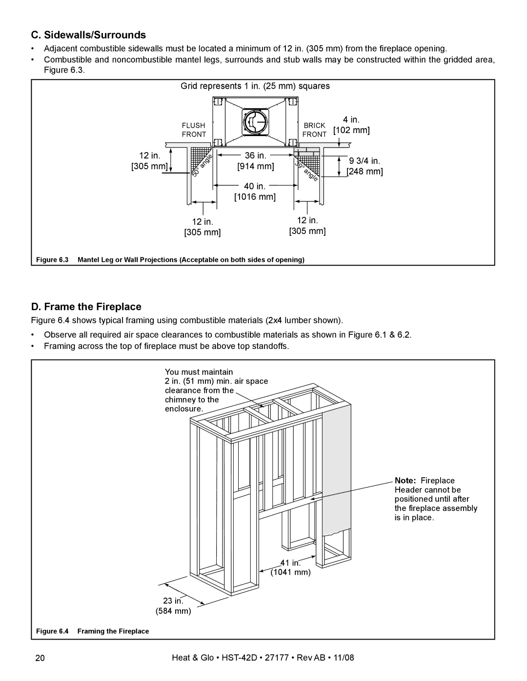 Hearth and Home Technologies HST-42D owner manual Sidewalls/Surrounds, Frame the Fireplace 