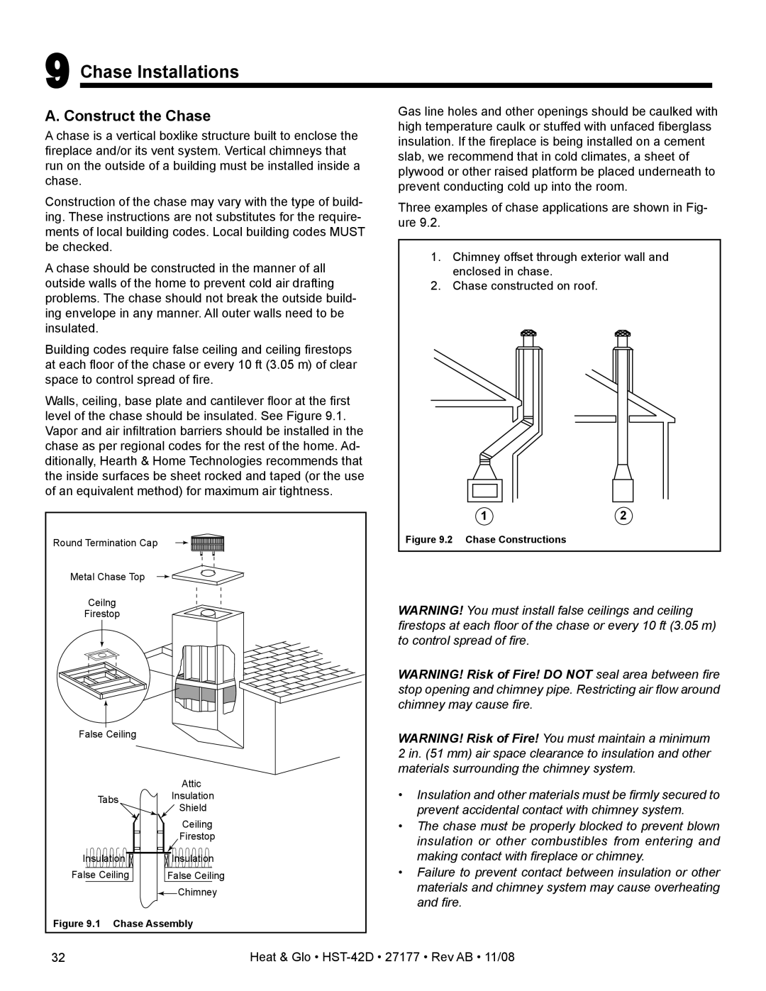 Hearth and Home Technologies HST-42D owner manual Chase Installations, Construct the Chase 