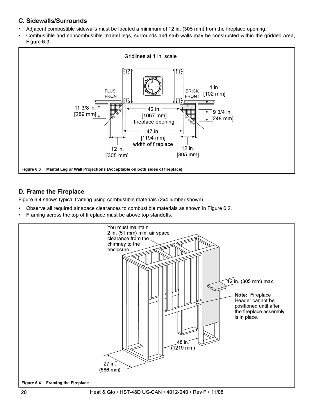 Hearth and Home Technologies HST-48D owner manual Sidewalls/Surrounds, Frame the Fireplace 