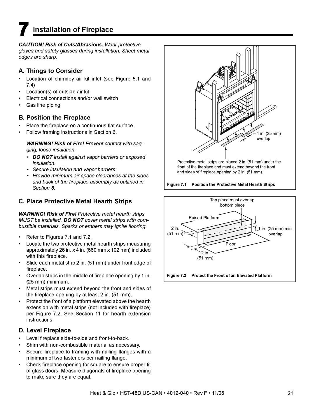 Hearth and Home Technologies HST-48D owner manual Installation of Fireplace, Things to Consider, Position the Fireplace 