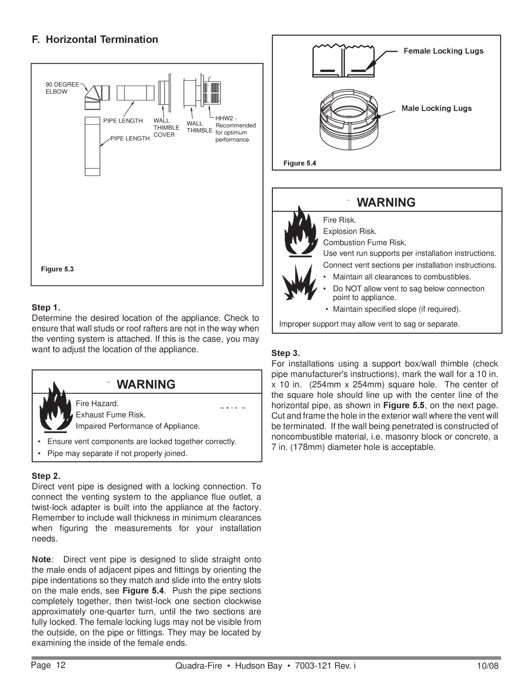 Hearth and Home Technologies HUDBAY-FS owner manual Horizontal Termination, Step 