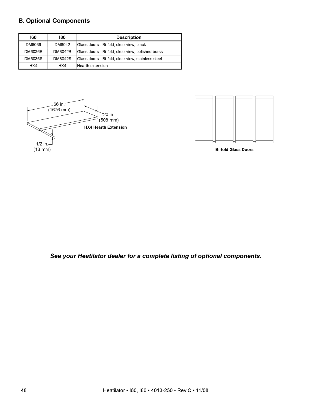 Hearth and Home Technologies I60, I80 owner manual 13 mm 