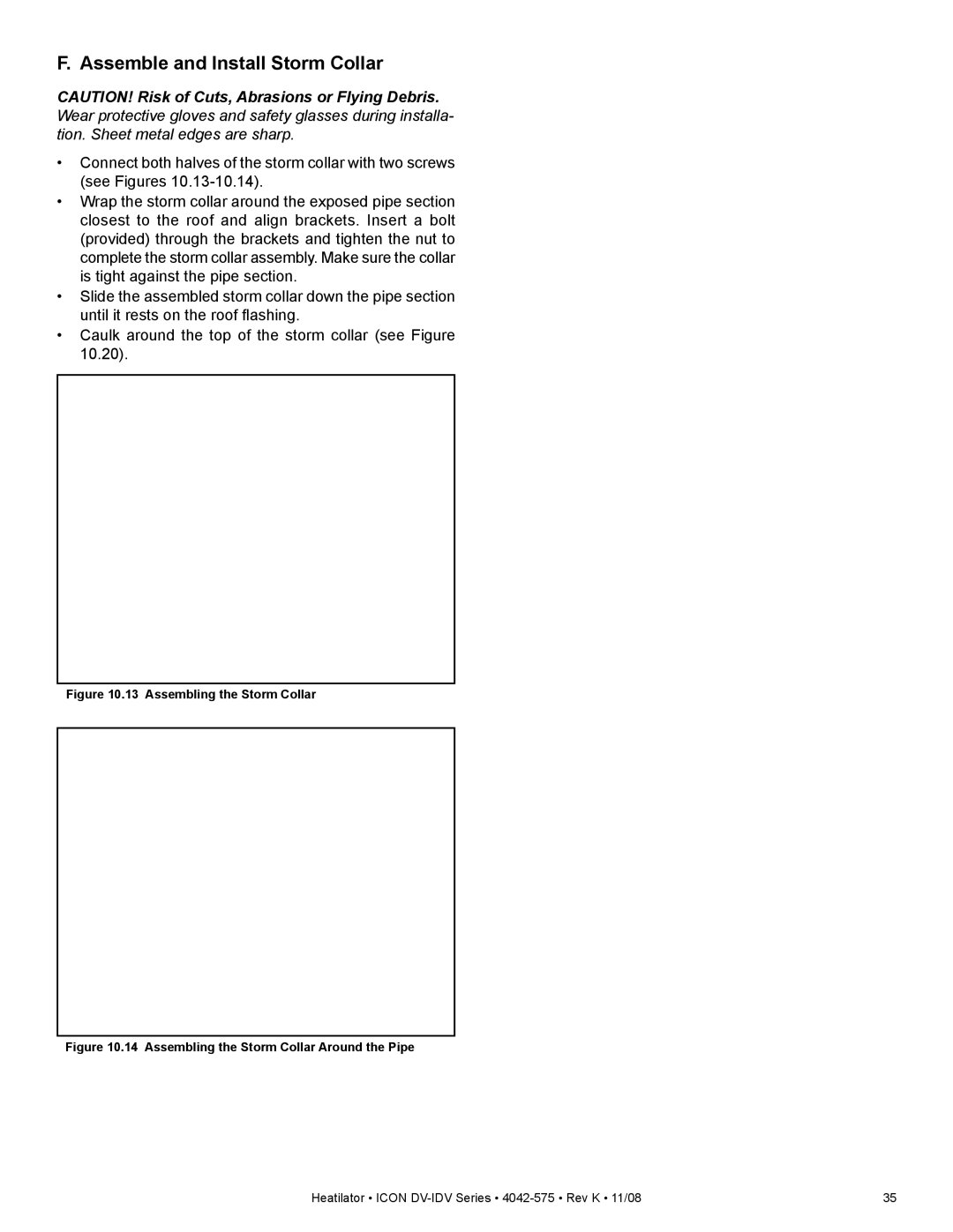 Hearth and Home Technologies IDV4833ILT, IDV6247ILT Assemble and Install Storm Collar, Assembling the Storm Collar 