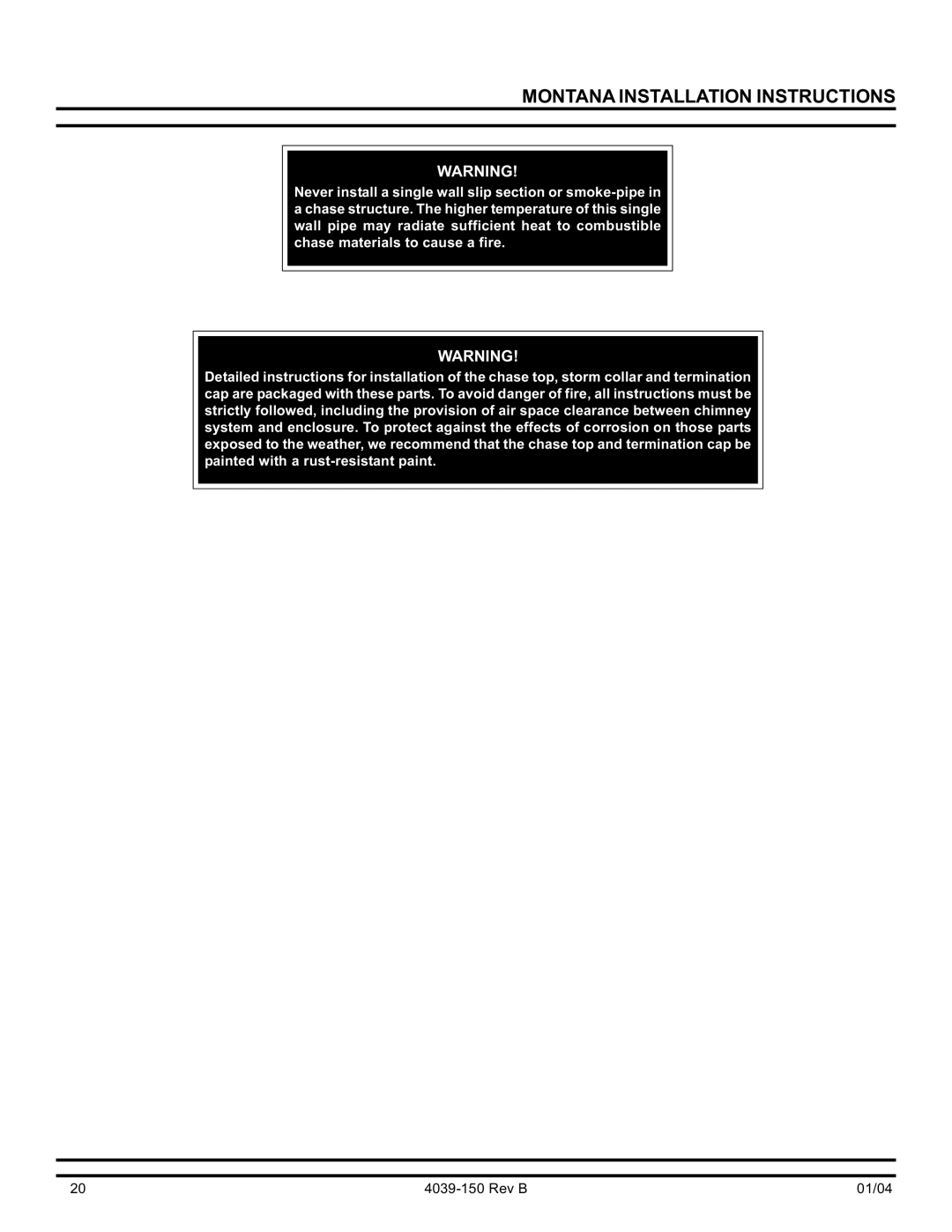 Hearth and Home Technologies Montana-36, Montana-42 operating instructions Montana Installation Instructions 