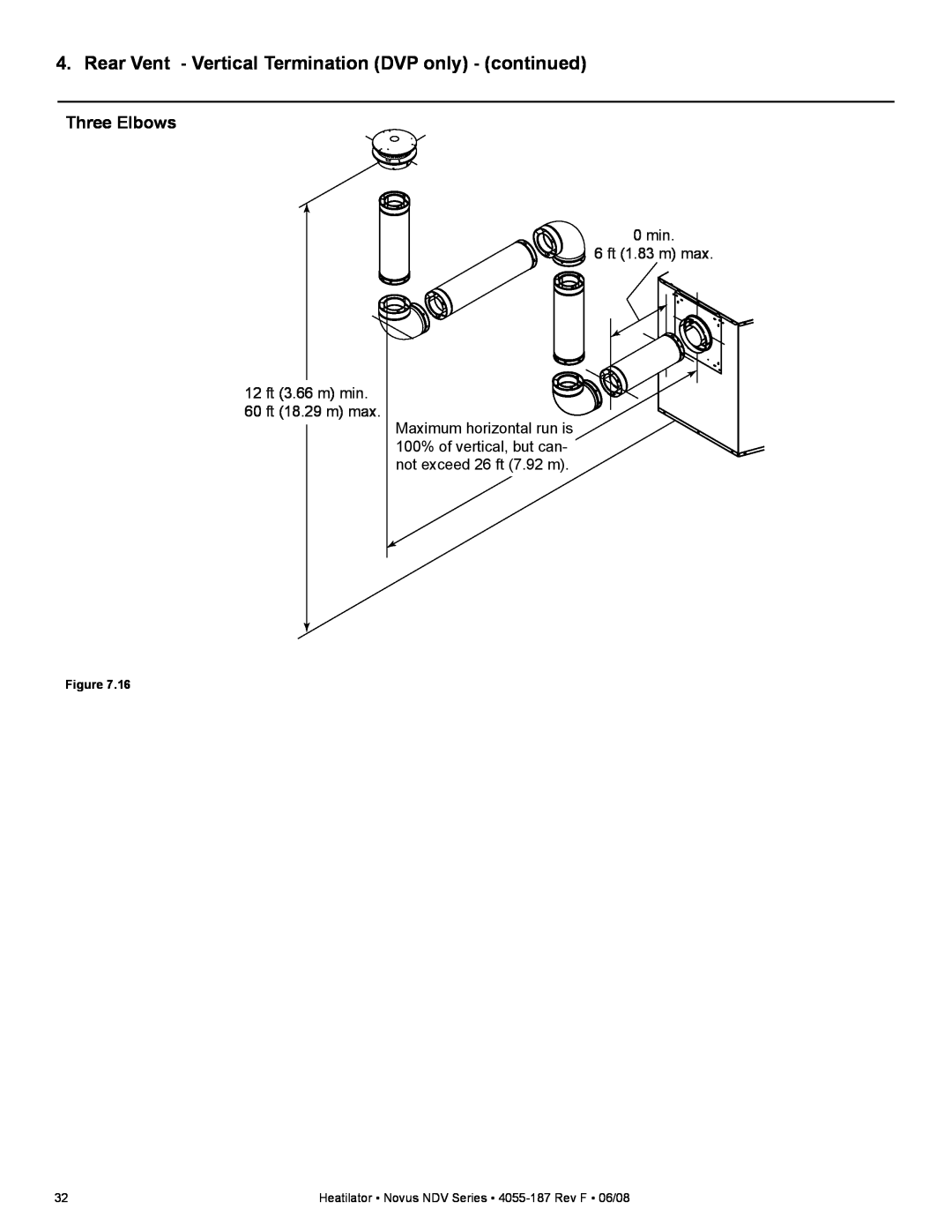 Hearth and Home Technologies NDV4236IL, NDV3630 Rear Vent - Vertical Termination DVP only - continued, Three Elbows 
