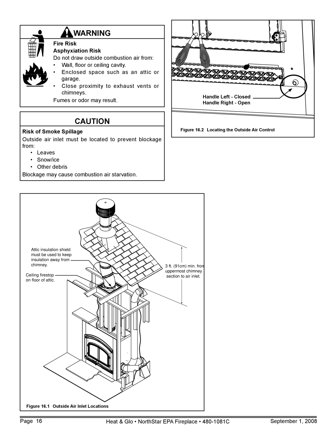 Hearth and Home Technologies NorthStar-NT Fire Risk Asphyxiation Risk, Risk of Smoke Spillage, Handle Left Closed 