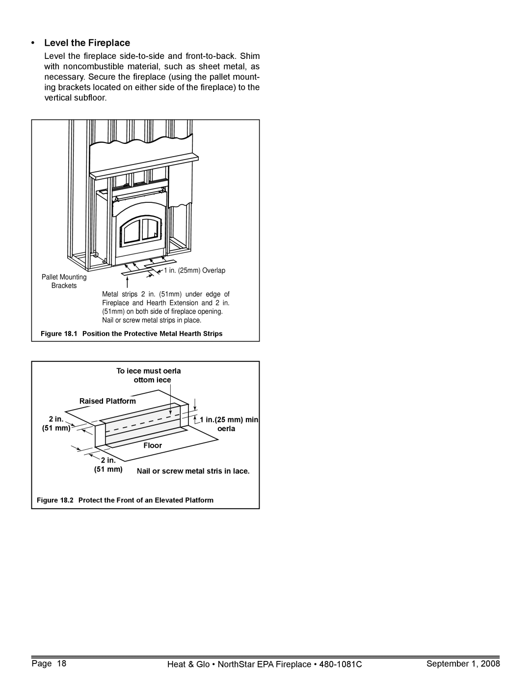 Hearth and Home Technologies NorthStar-GT, NorthStar-NT Level the Fireplace, Position the Protective Metal Hearth Strips 