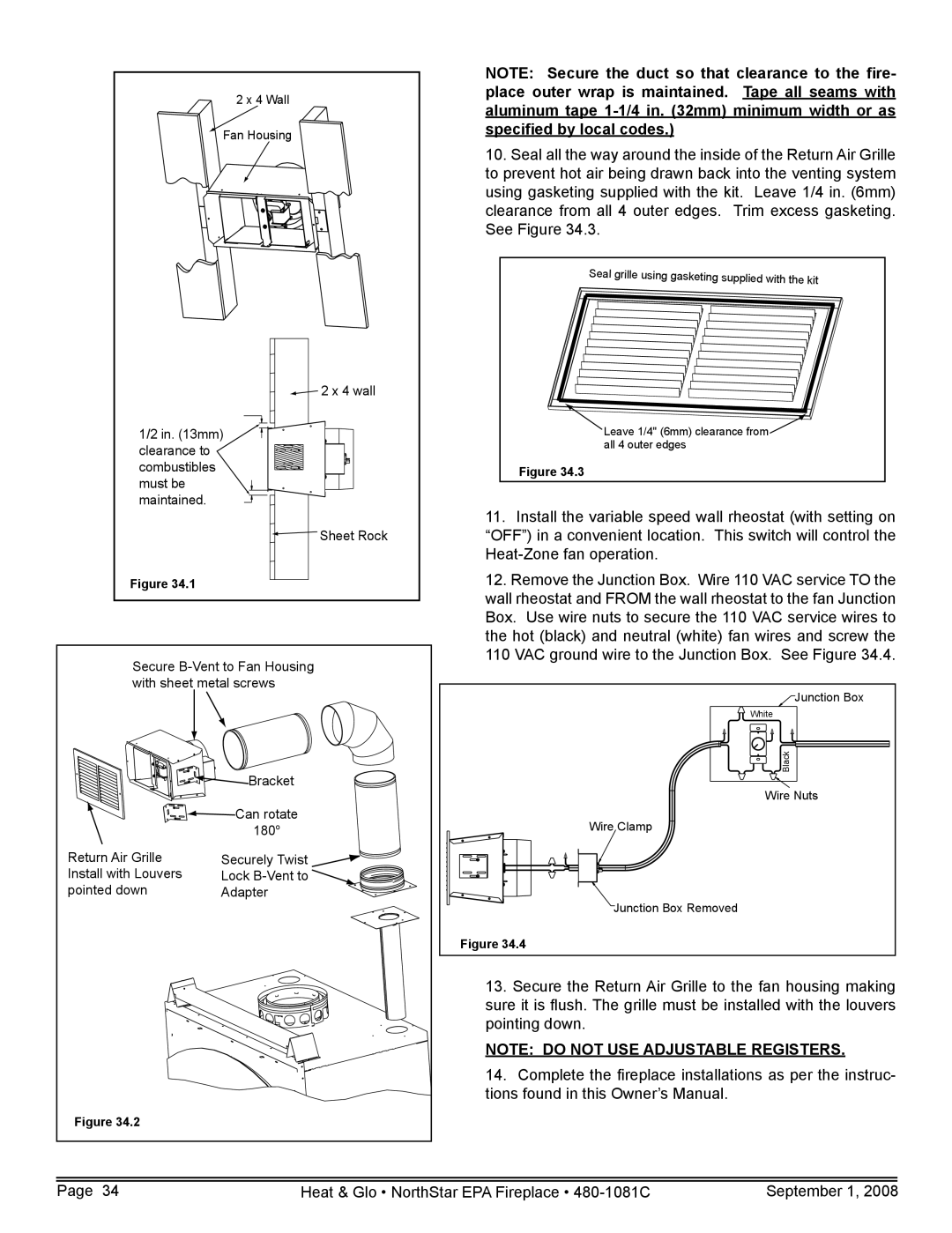 Hearth and Home Technologies NorthStar-NT, NorthStar-GT, NorthStar-BK owner manual wall 