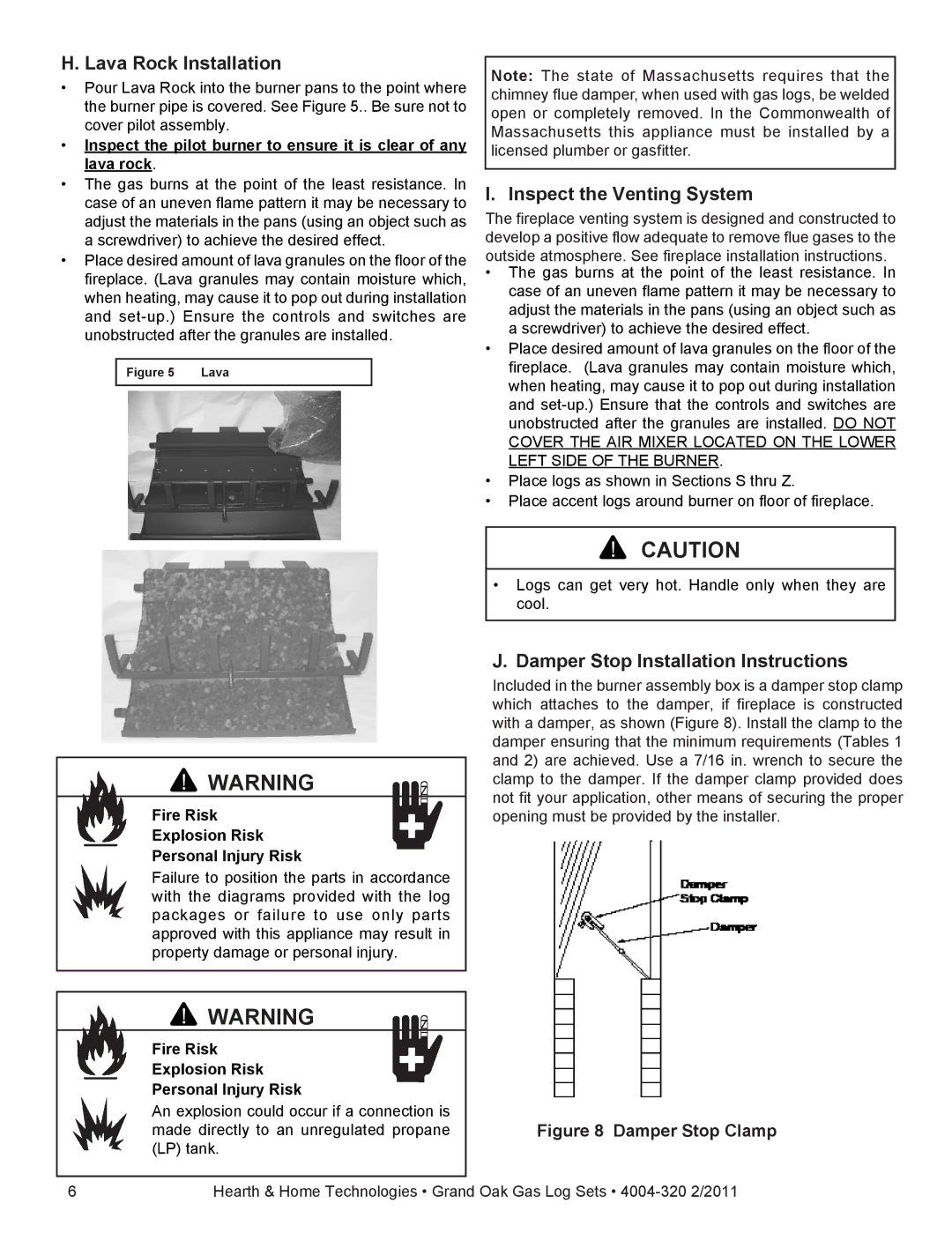 Hearth and Home Technologies ODGO324-IPI-NG, ODGO324-IPI-LP Lava Rock Installation, Inspect the Venting System 