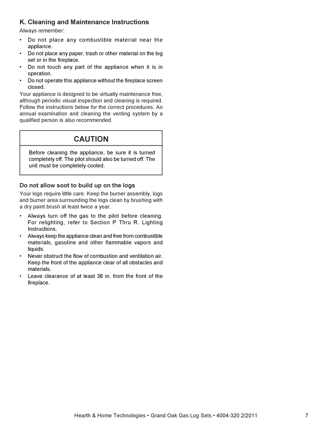 Hearth and Home Technologies ODGO324-IPI-LP, ODGO324-IPI-NG installation instructions Cleaning and Maintenance Instructions 