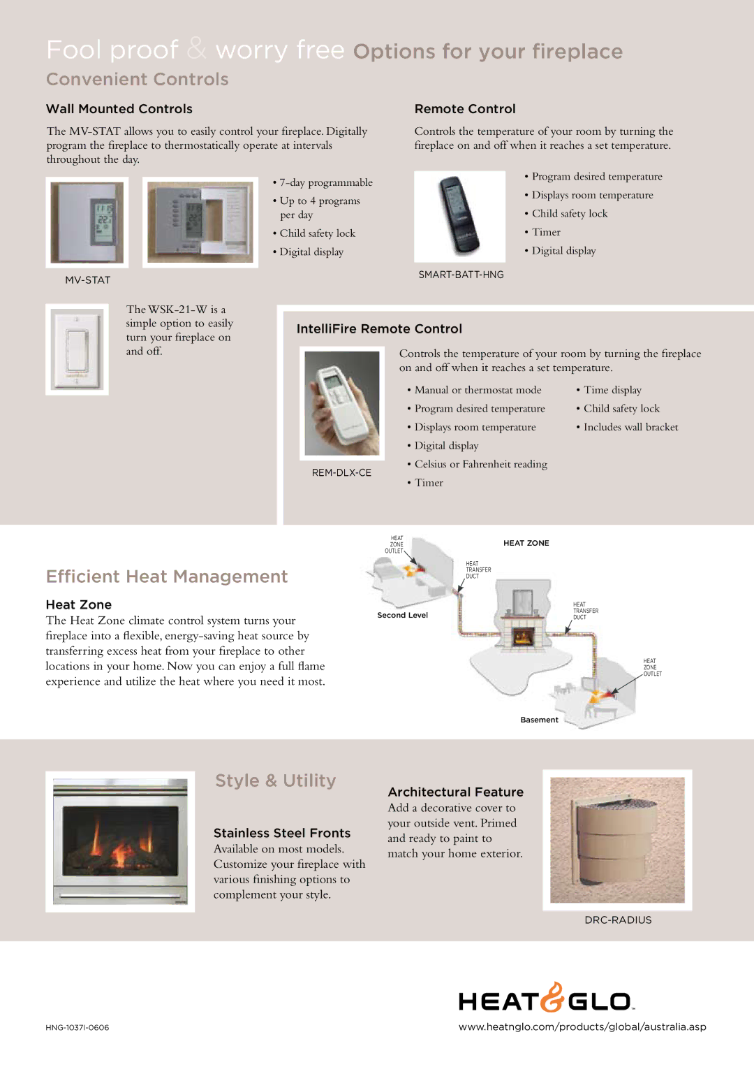 Hearth and Home Technologies Options manual Convenient Controls, Efficient Heat Management, Style & Utility 