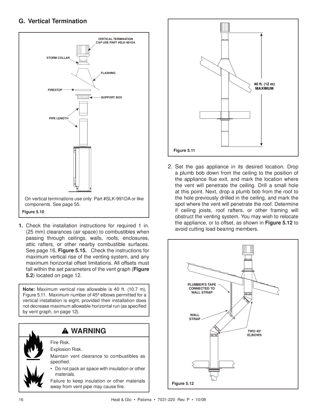 Hearth and Home Technologies PALOMA-GR, PALOMA-BL, PALOMA-BZ, PALOMA-GY owner manual Vertical Termination 