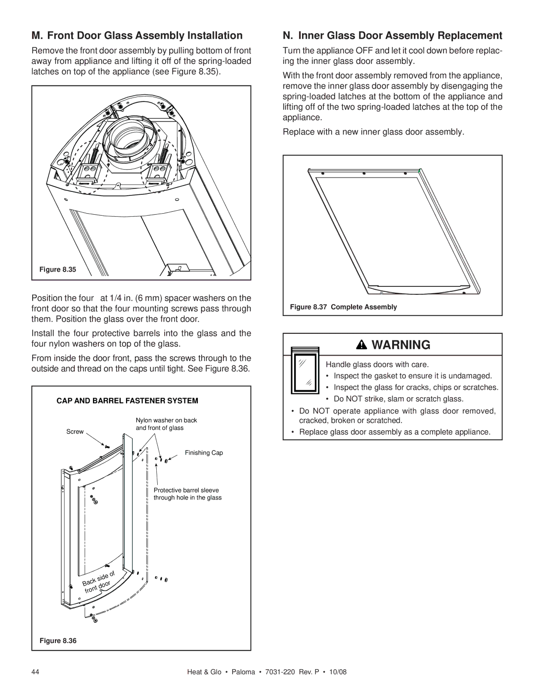 Hearth and Home Technologies PALOMA-GR Front Door Glass Assembly Installation, Inner Glass Door Assembly Replacement 