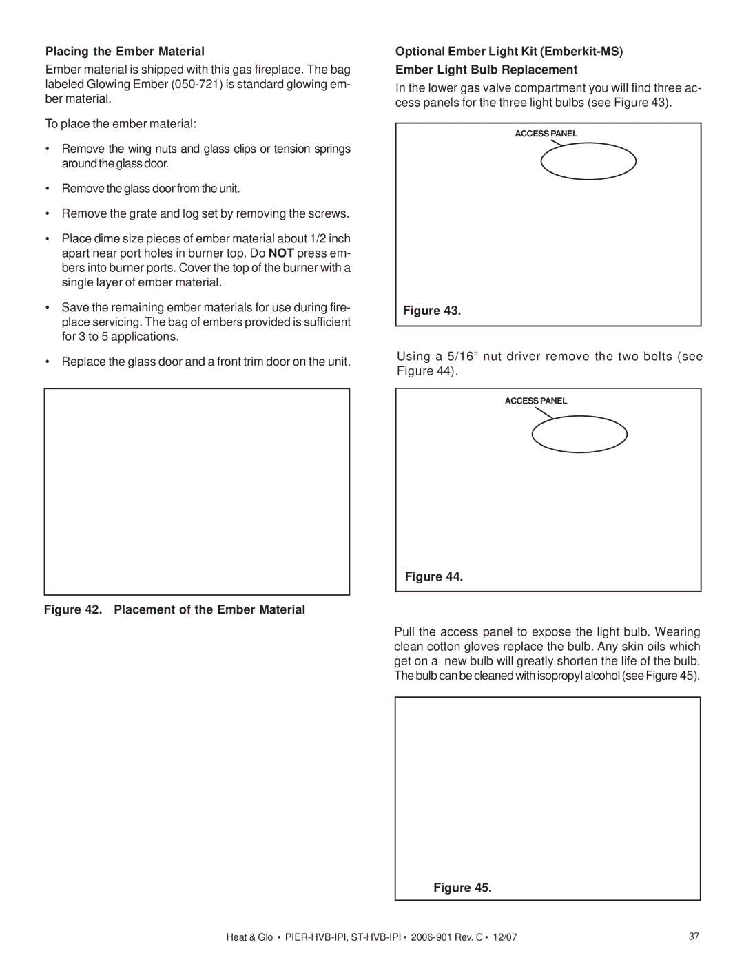 Hearth and Home Technologies ST-HVB-IPI, Pier-HVB-IPI owner manual Placing the Ember Material 