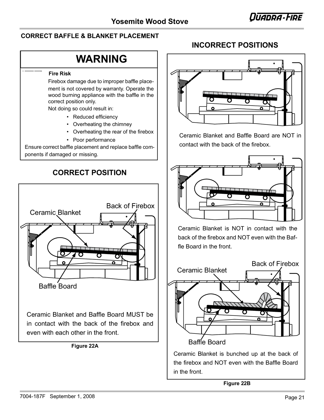 Hearth and Home Technologies MBK, PMH Incorrect Positions, Correct Position, Correct Baffle & Blanket Placement 