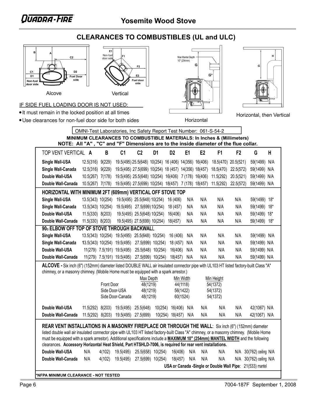 Hearth and Home Technologies PMH, MBK installation instructions Double Wall-USA, 90O Elbow OFF TOP of Stove Through Backwall 