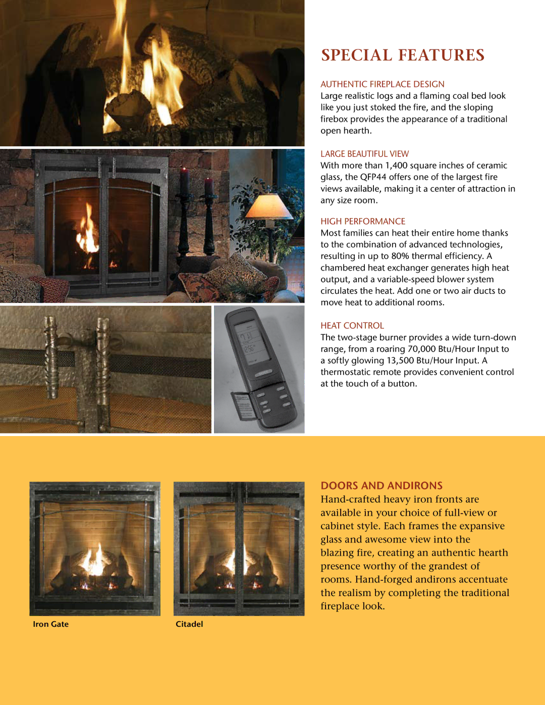 Hearth and Home Technologies QFP44 manual Special features 