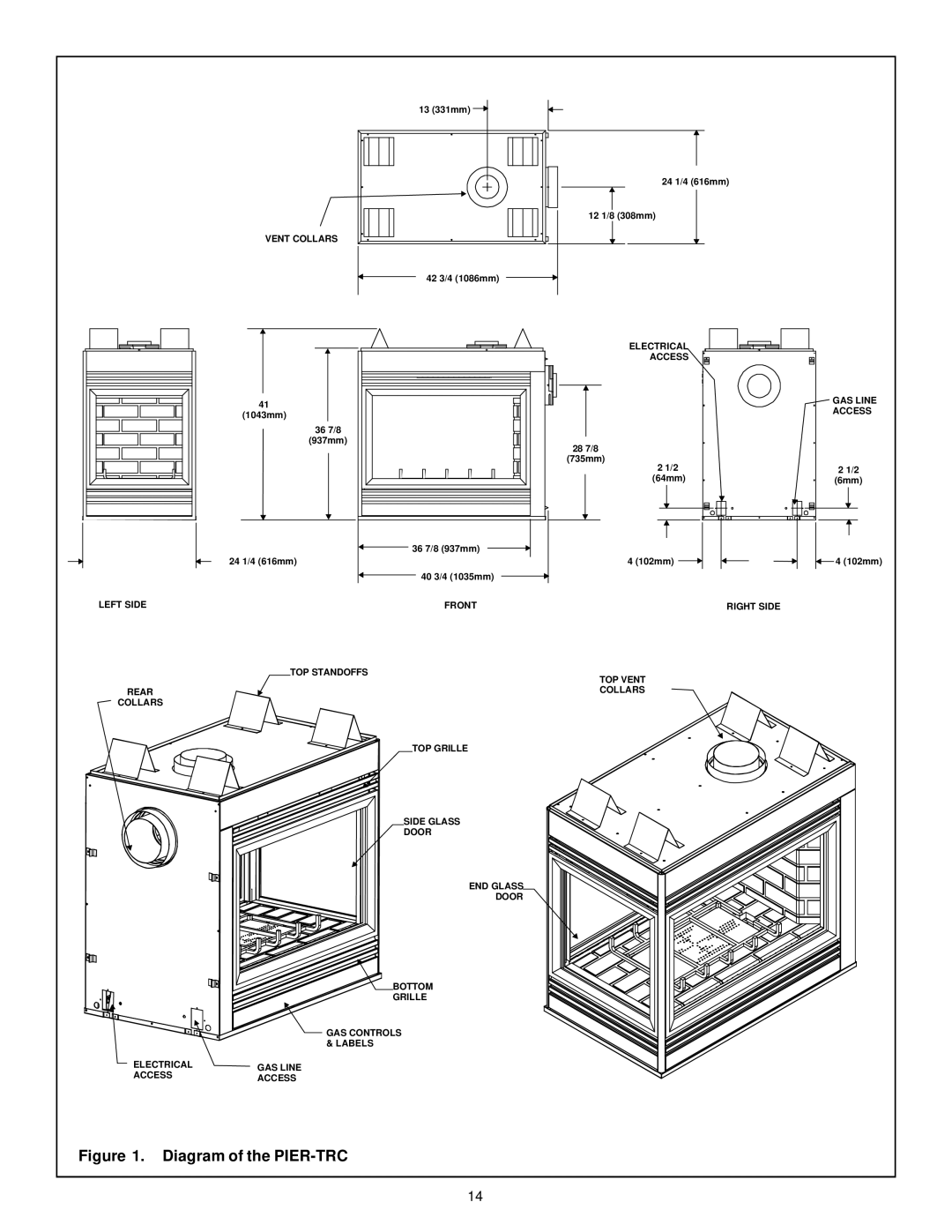 Hearth and Home Technologies L-CORNER-TRC, R-CORNER-TRC, ST-TRC manual Diagram of the PIER-TRC 