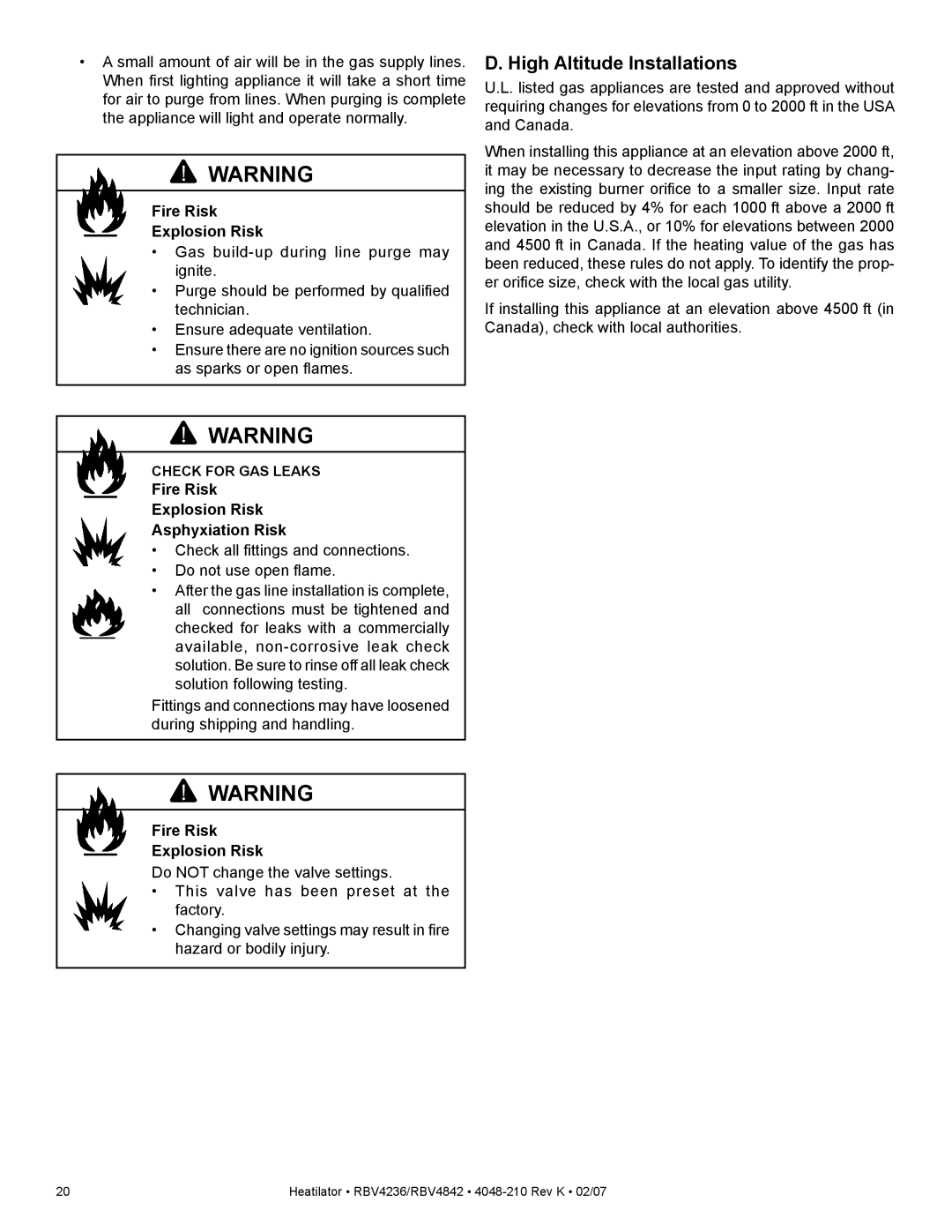 Hearth and Home Technologies RBV4842IH, RBV4236IH, RBV4236IT, RBV4842IT owner manual Check for GAS Leaks 