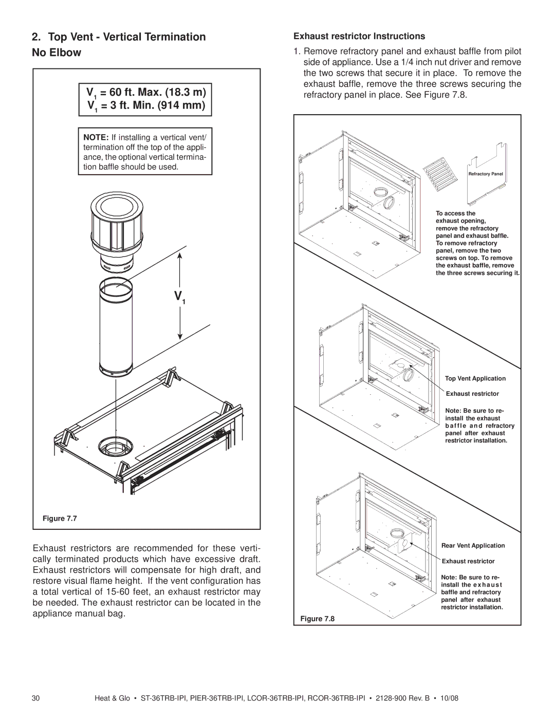 Hearth and Home Technologies PIER-36TRB-IPI, RCOR-36TRB-IPI, LCOR-36TRB-IPI, ST-36TRB-IPI Exhaust restrictor Instructions 