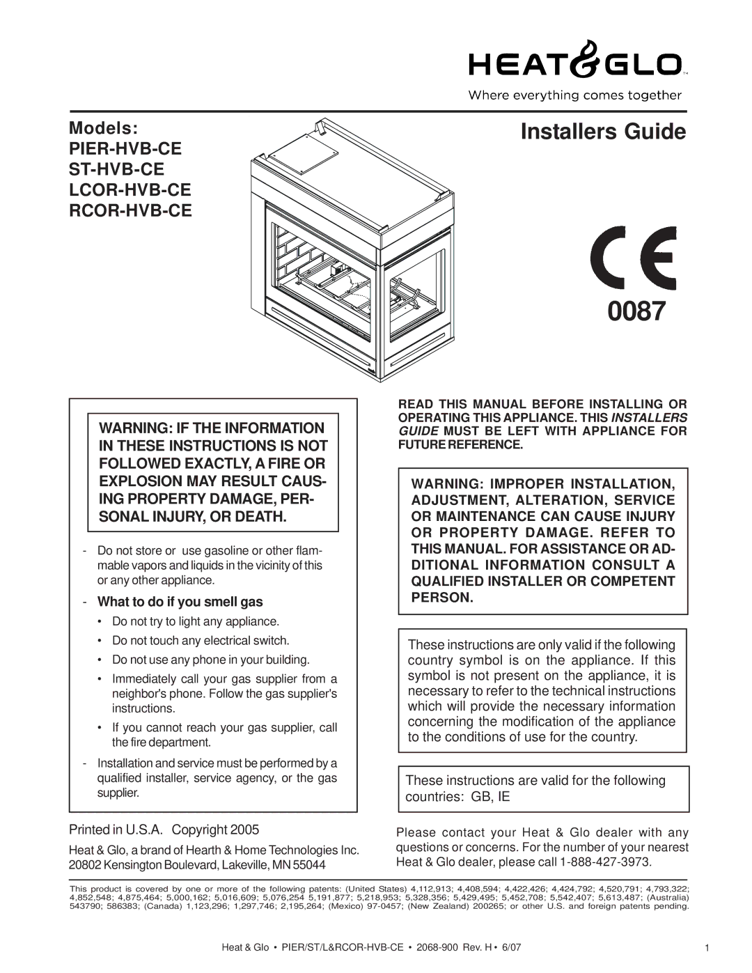 Hearth and Home Technologies PIER-HVB-CE, RCOR-HVB-CE, LCOR-HVB-CE, ST-HVB-CE manual 0087 