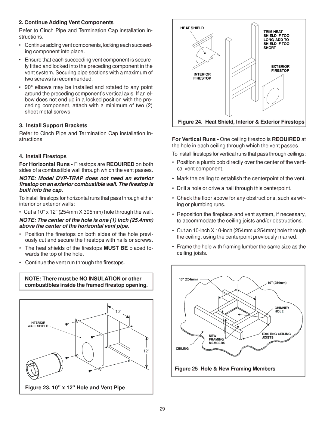 Hearth and Home Technologies LCOR-HVB-IPI, RCOR-HVB-IPI Continue Adding Vent Components, Install Support Brackets 