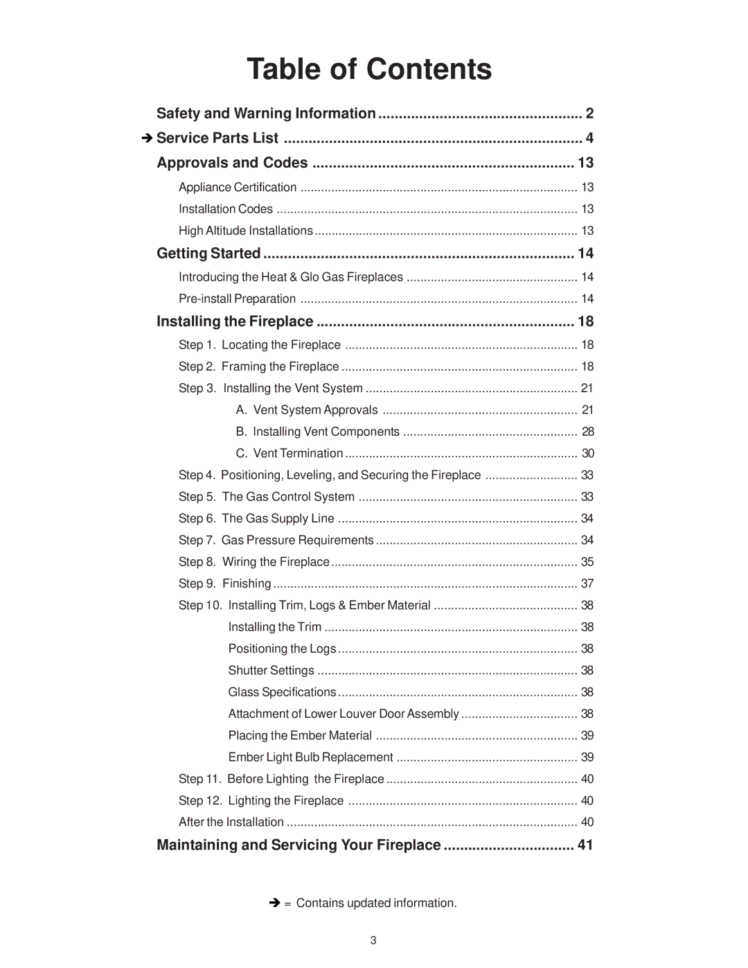 Hearth and Home Technologies LCOR-HVB-IPI, RCOR-HVB-IPI owner manual Table of Contents 