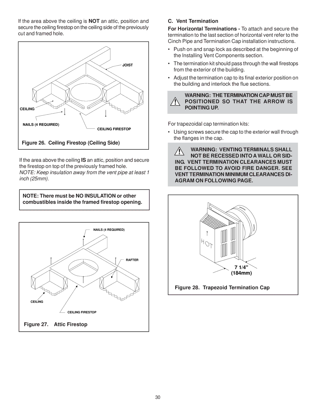 Hearth and Home Technologies RCOR-HVB-IPI, LCOR-HVB-IPI Attic Firestop, Positioned SO That the Arrow is Pointing UP 