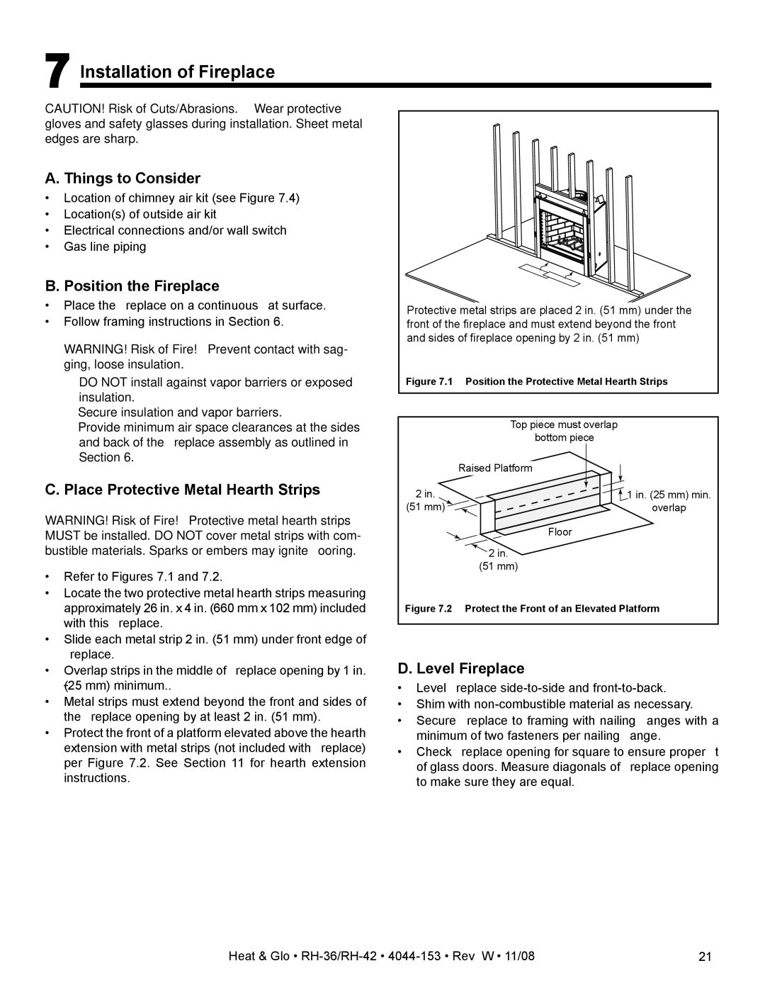 Hearth and Home Technologies RH-36 Series Installation of Fireplace, Things to Consider, Position the Fireplace 