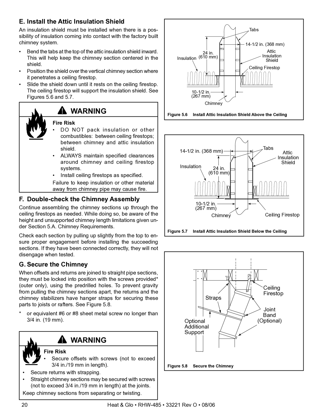 Hearth and Home Technologies RHW-485H owner manual Install the Attic Insulation Shield, Double-check the Chimney Assembly 