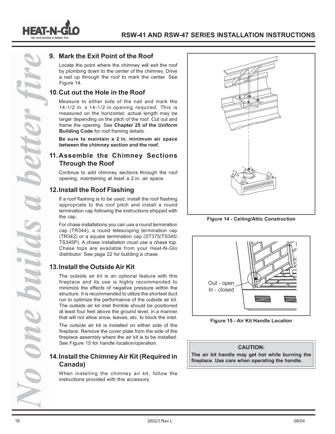 Hearth and Home Technologies RSW-41, RSW-47 manual Mark the Exit Point of the Roof, Cut out the Hole in the Roof 