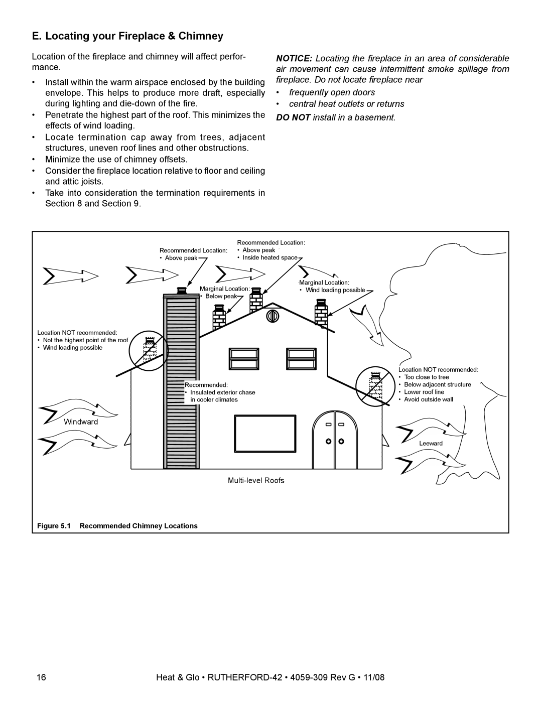 Hearth and Home Technologies RUTHERFORD-42 owner manual Locating your Fireplace & Chimney, Recommended Chimney Locations 