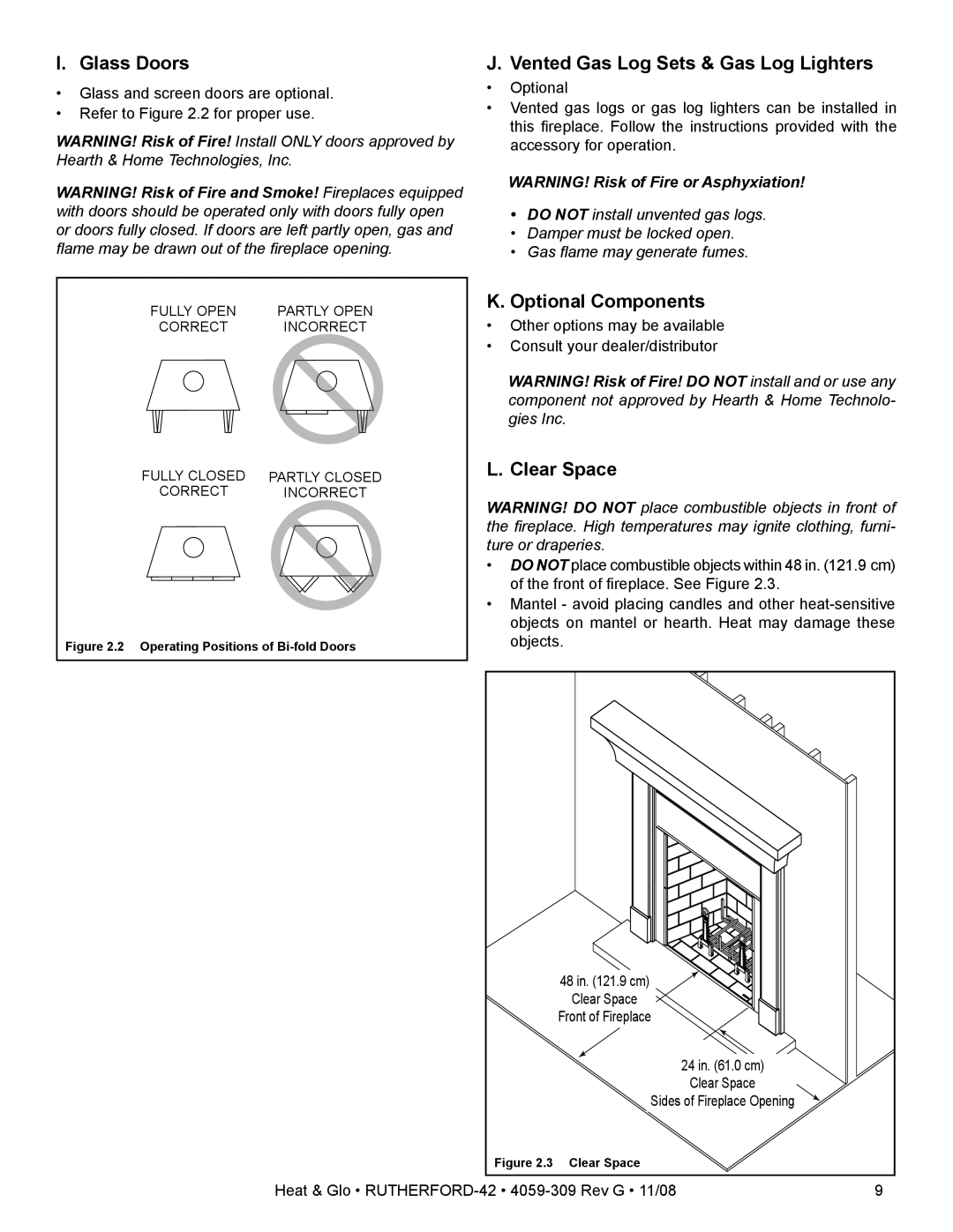 Hearth and Home Technologies RUTHERFORD-42 Glass Doors, Vented Gas Log Sets & Gas Log Lighters, Optional Components 