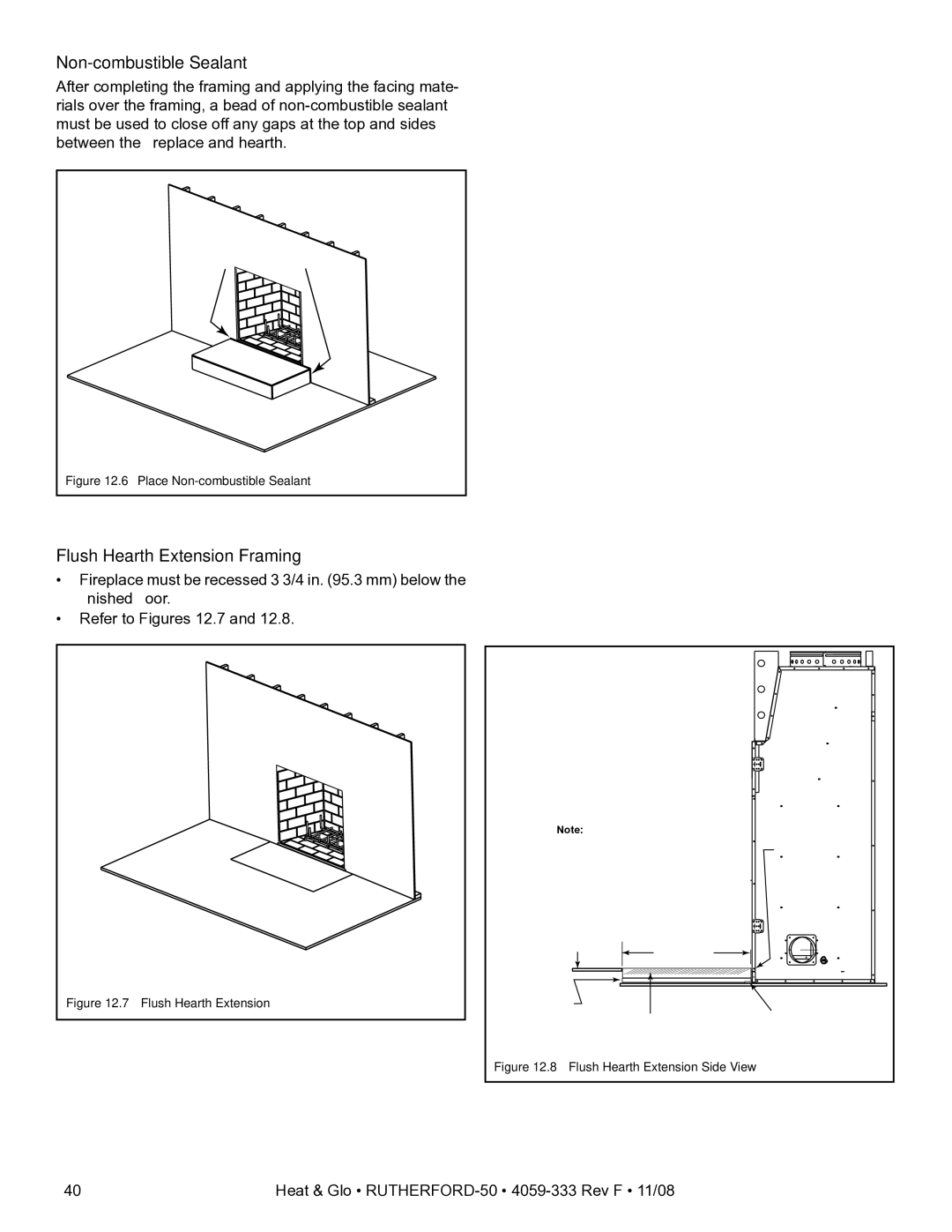 Hearth and Home Technologies RUTHERFORD-50 owner manual Non-combustible Sealant 