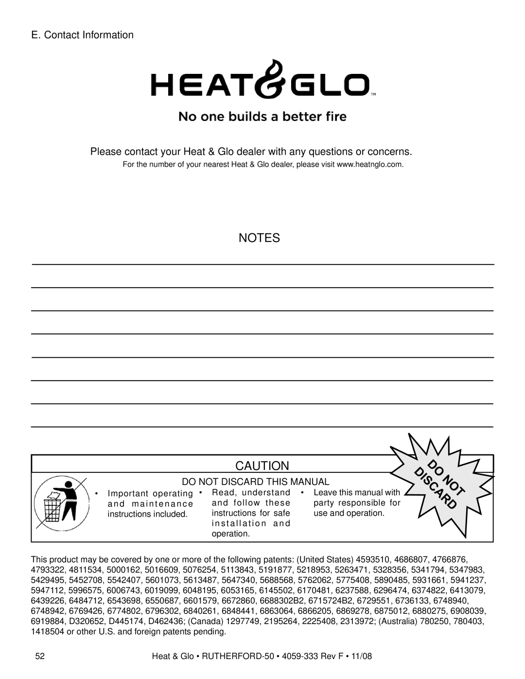 Hearth and Home Technologies RUTHERFORD-50 owner manual Do not Discard this Manual 