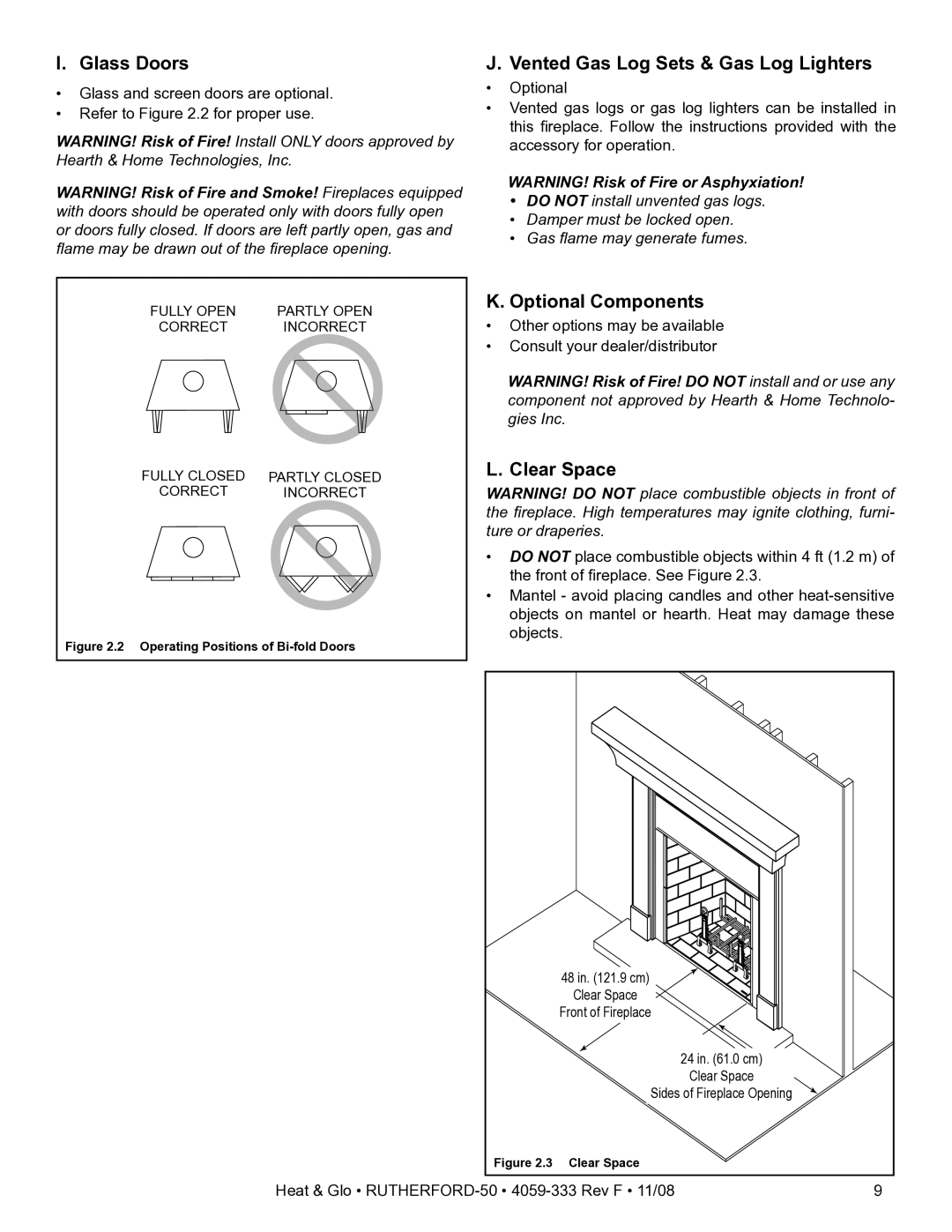 Hearth and Home Technologies RUTHERFORD-50 Glass Doors, Vented Gas Log Sets & Gas Log Lighters, Optional Components 