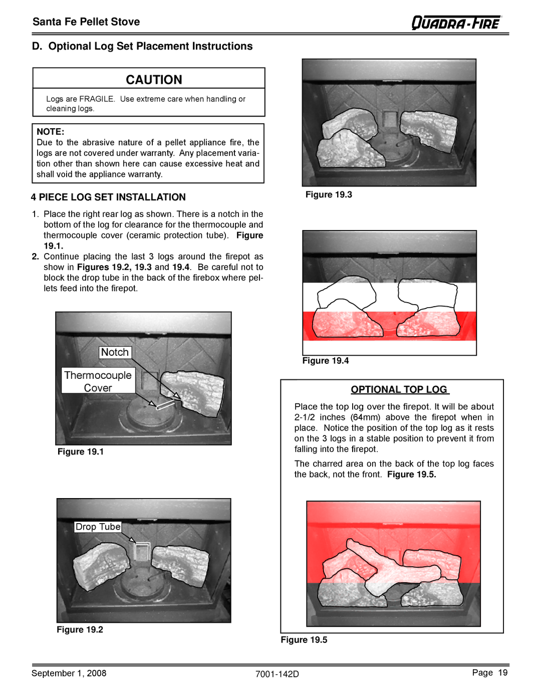 Hearth and Home Technologies SANTAFE-B1 owner manual Notch Thermocouple Cover 