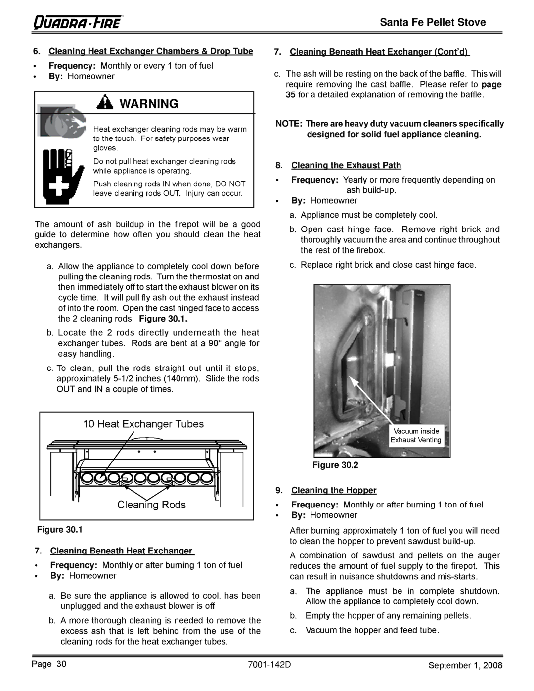 Hearth and Home Technologies SANTAFE-B1 Cleaning Heat Exchanger Chambers & Drop Tube, Cleaning Beneath Heat Exchanger 