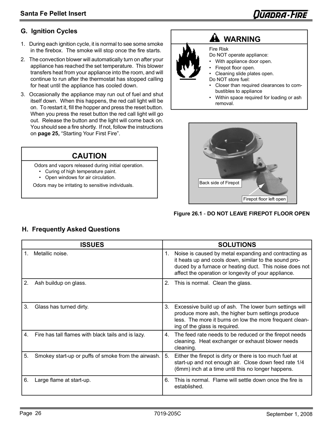 Hearth and Home Technologies SANTAFEI-B owner manual Santa Fe Pellet Insert Ignition Cycles, Frequently Asked Questions 