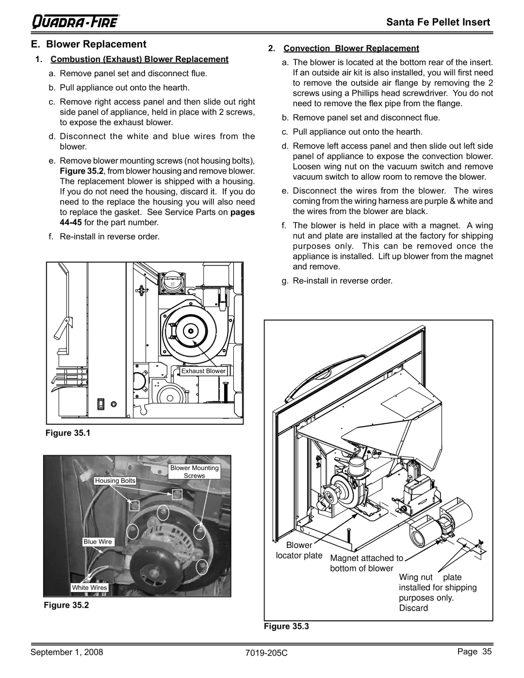 Hearth and Home Technologies SANTAFEI-B Santa Fe Pellet Insert Blower Replacement, Combustion Exhaust Blower Replacement 