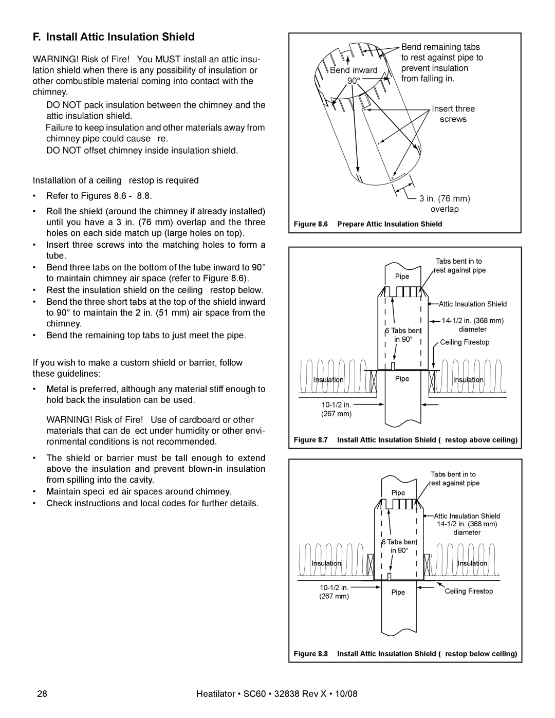 Hearth and Home Technologies SC60 owner manual Install Attic Insulation Shield, Prepare Attic Insulation Shield 