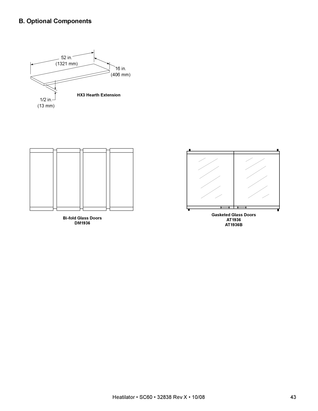 Hearth and Home Technologies SC60 owner manual 1321 mm 406 mm 