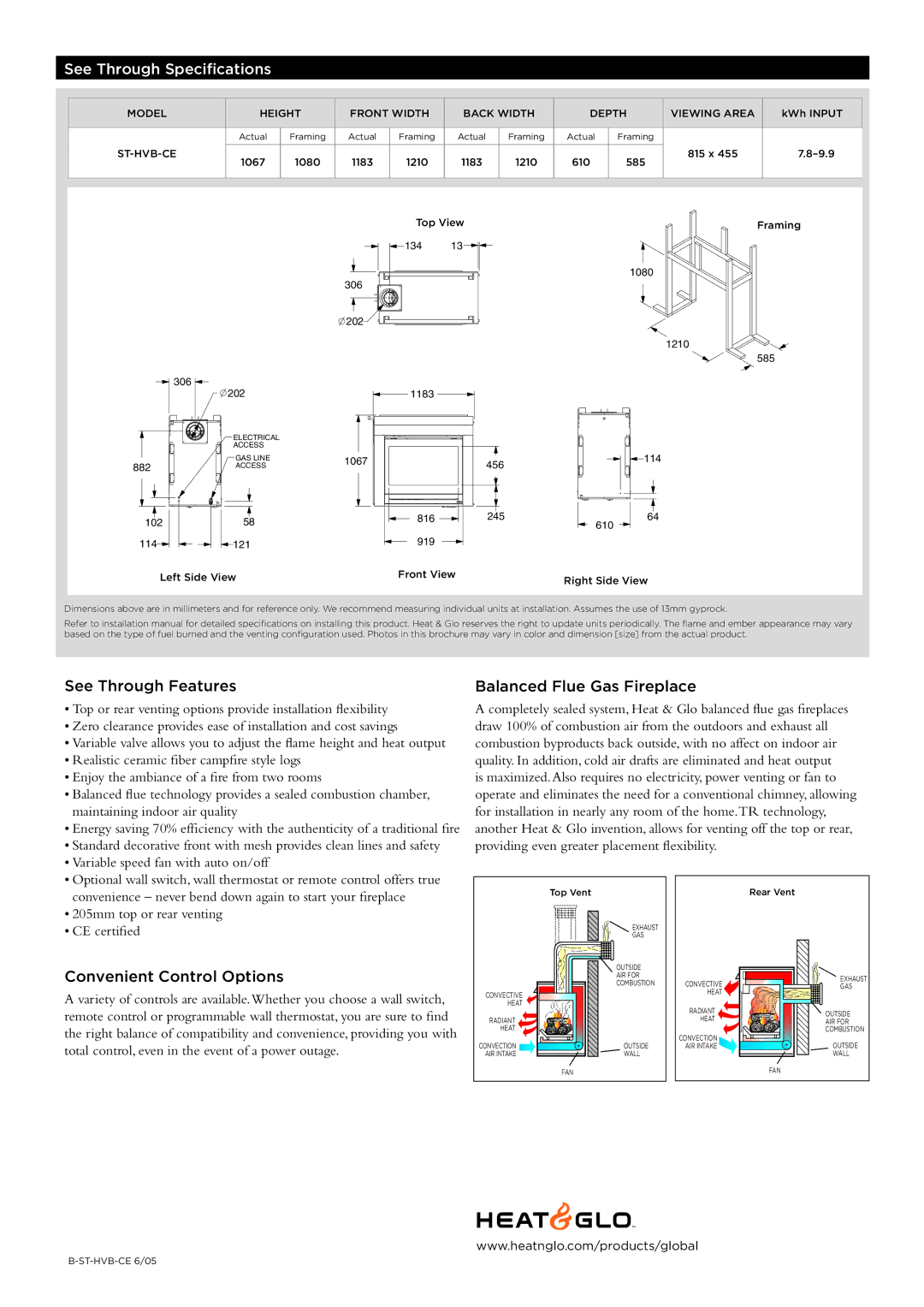 Hearth and Home Technologies manual See Through Features, Balanced Flue Gas Fireplace, Convenient Control Options 