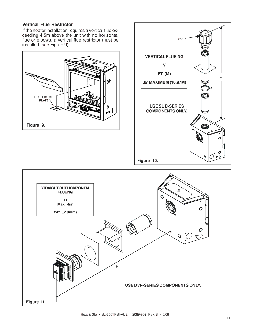 Hearth and Home Technologies SL-350TRSI-AUE manual Vertical Flueing, Maximum 10.97M, Use Sl D-Series 