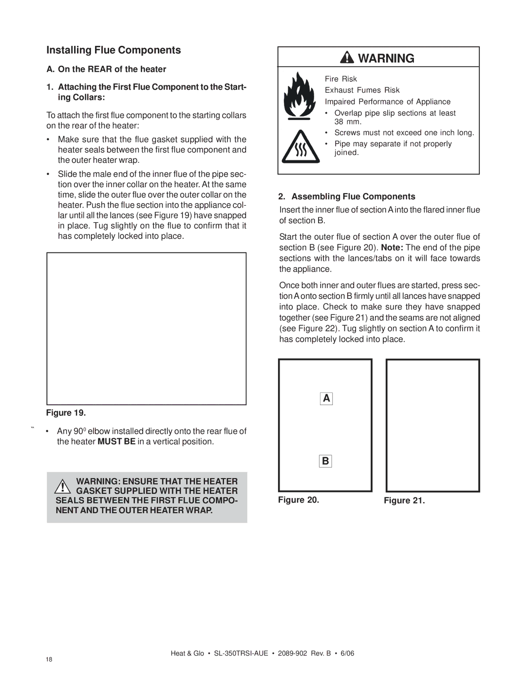 Hearth and Home Technologies SL-350TRSI-AUE manual Assembling Flue Components 