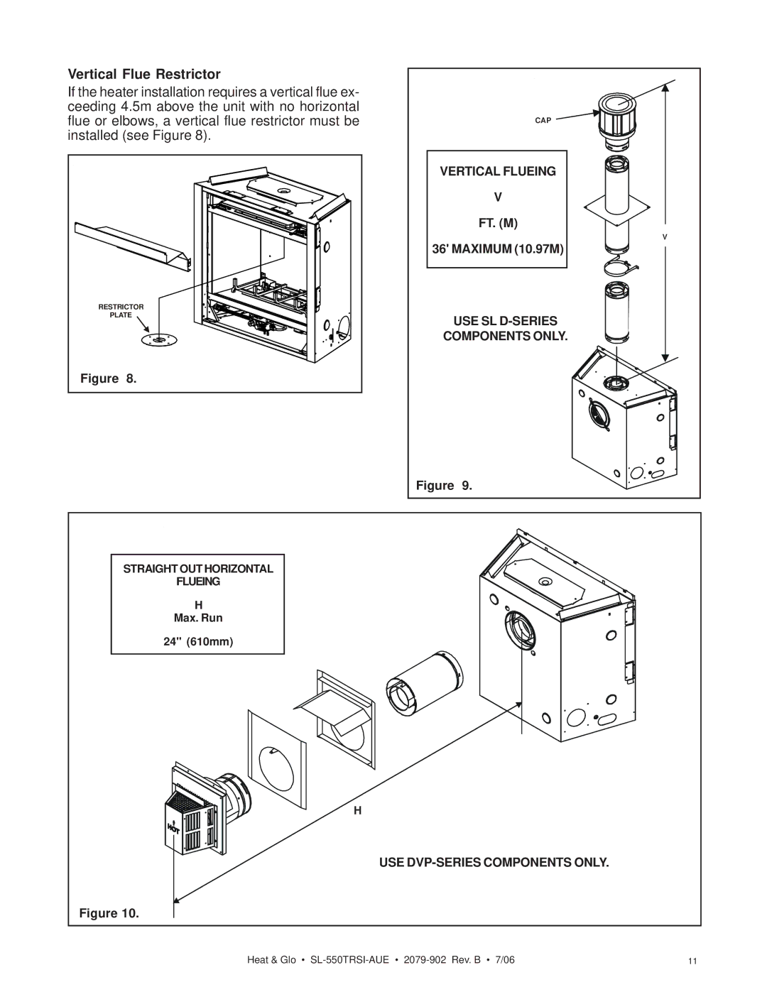 Hearth and Home Technologies SL-550TRSI-AUE manual Vertical Flueing, Maximum 10.97M, Use Sl D-Series 