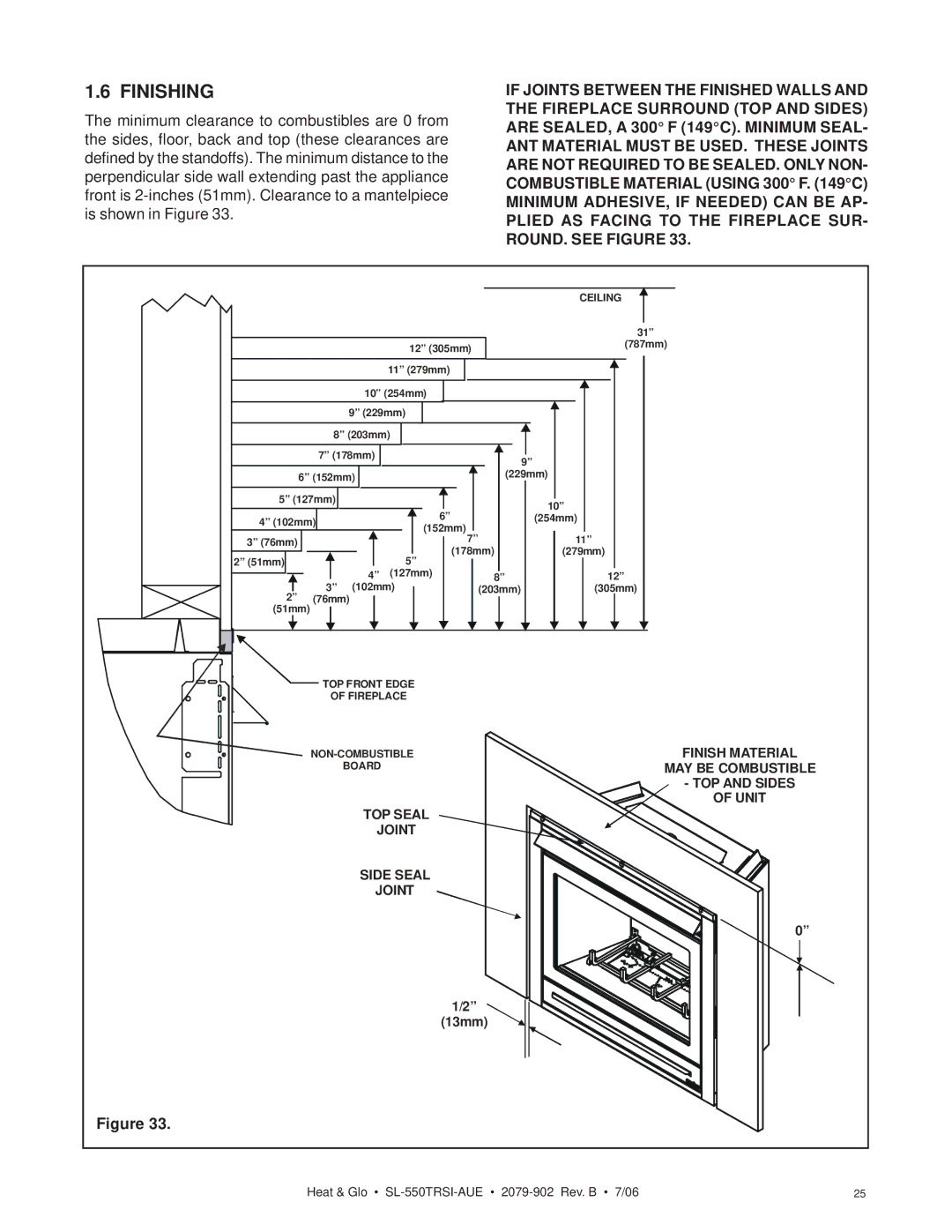 Hearth and Home Technologies SL-550TRSI-AUE manual Finishing, Ceiling 